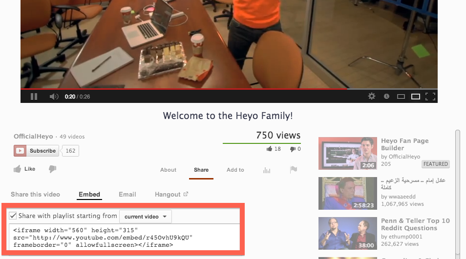 youtube HTML embed code